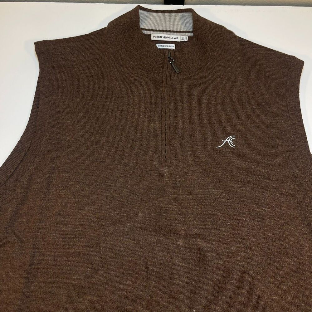 Peter Millar 100% Merino Wool Golf 1/4 Zip Sweater Vest Sz Mens XL